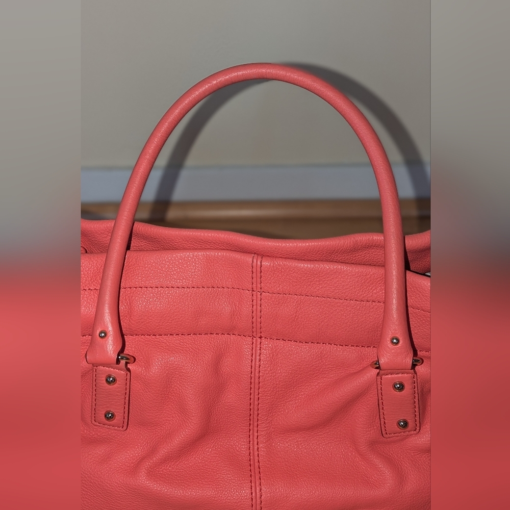 Kate Spade Darien Drawstring Leather Shoulder Bag Coral Pink Gold - Picture 3 of 15
